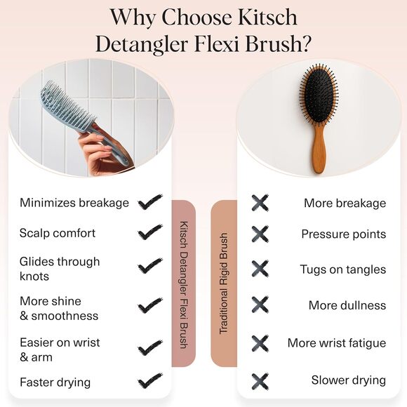 Kitsch Detangler Brush – Flexible Curly Hair Brush for Women, Haze Blue - Picture 8 of 9